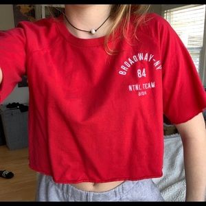 NWOT Red Broadway Crop Tee